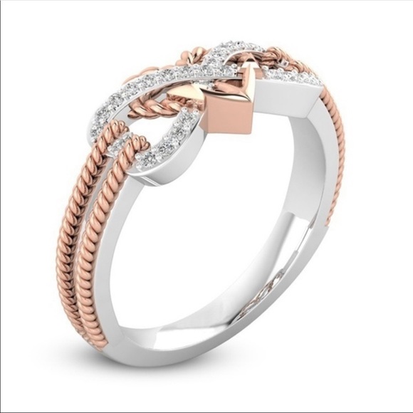 NWT White Saphire Heart and Infinity Ring - Picture 3 of 5